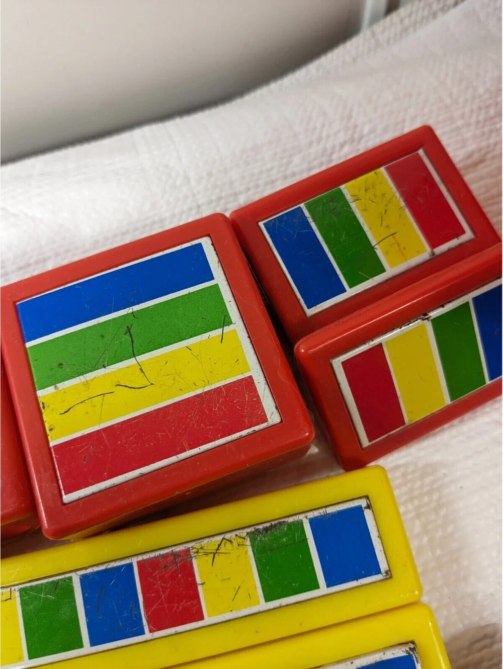 Vintage Hilco Bucket set 22 Magnet Blocks magnetic building toy rainbow primary